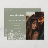 Cactus Line Art Desert Foto Bewaar de datum Briefkaart (Voorkant / Achterkant)