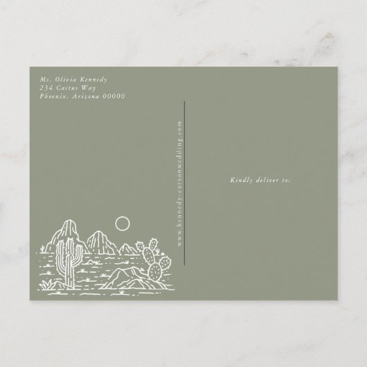 Cactus Line Art Desert Foto Bewaar de datum Briefkaart (Achterkant)