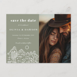 Cactus Line Art Desert Foto Bewaar de datum Briefkaart