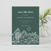 Cactus Line Art Desert Foto Bewaar de datum Kaart (Staand voorkant)