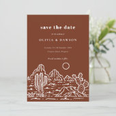 Cactus Line Art Desert Foto Bewaar de datum Kaart (Staand voorkant)