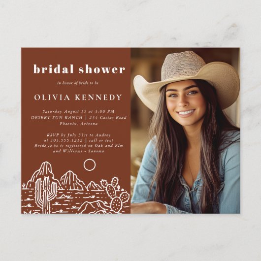 Cactus Line Art Desert Foto Vrijgezellenfeest Uitn Briefkaart (Voorkant)