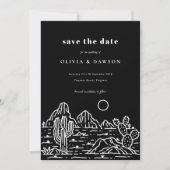 Cactus Line Art Desert Photo Save the Date  Kaart (Voorkant)
