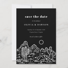 Cactus Line Art Desert Photo Save the Date  Kaart