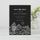 Cactus Line Art Desert Photo Save the Date Kaart (Staand voorkant)