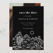 Cactus Line Art Desert Photo Save the Date Kaart (Voorkant / Achterkant)