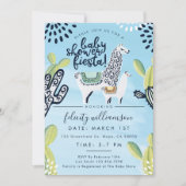 Cactus & Llama Baby Boy Shower Fiesta Invitation Kaart (Voorkant)