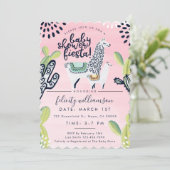Cactus & Llama Baby Girl Shower Fiesta Invitation Kaart (Staand voorkant)