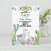 Cactus Llama Baby shower Kaart (Staand voorkant)