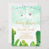 Cactus Llama Baby shower Uitnodiging (Voorkant)