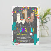 Cactus Llama Fun 1e verjaardag Uitnodiging (Staand voorkant)