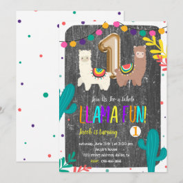 Cactus Llama Fun 1e verjaardag Uitnodiging