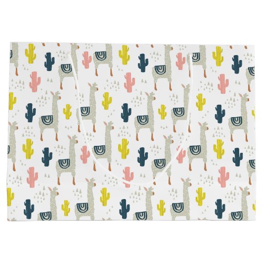 Cactus & Llamas Pattern Groot Cadeauzakje (Achterkant)