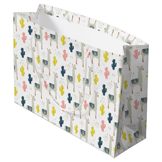 Cactus & Llamas Pattern Groot Cadeauzakje (Achterkant Gekanteld)