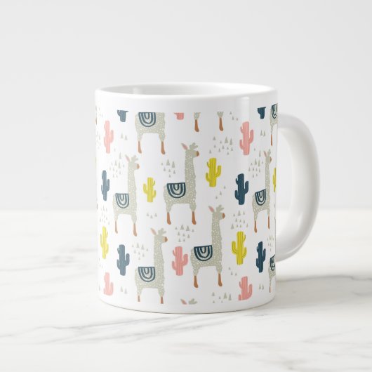 Cactus & Llamas Pattern Grote Koffiekop (Voorkant rechts)