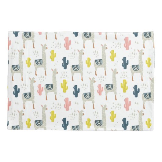 Cactus & Llamas Pattern Kussensloop (Achterkant-Links)