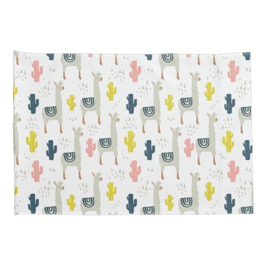 Cactus & Llamas Pattern Kussensloop (Achterkant-Rechts)