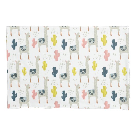 Cactus & Llamas Pattern Kussensloop (Voorkant-Links)