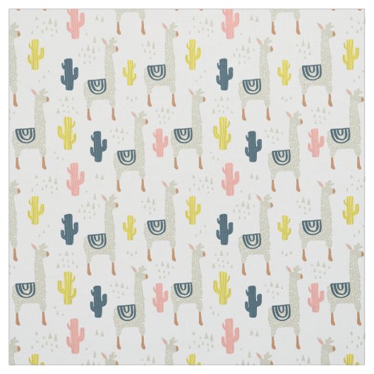 Cactus & Llamas Pattern Stof (Swatch)