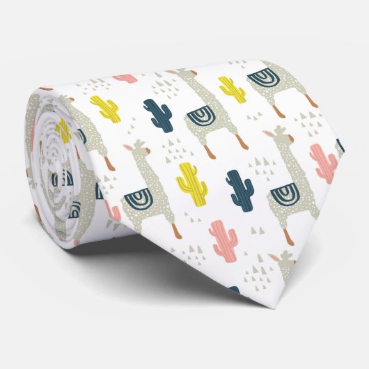 Cactus & Llamas Pattern Stropdas (Opgerold)