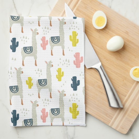 Cactus & Llamas Pattern Theedoek (Quarter Fold)
