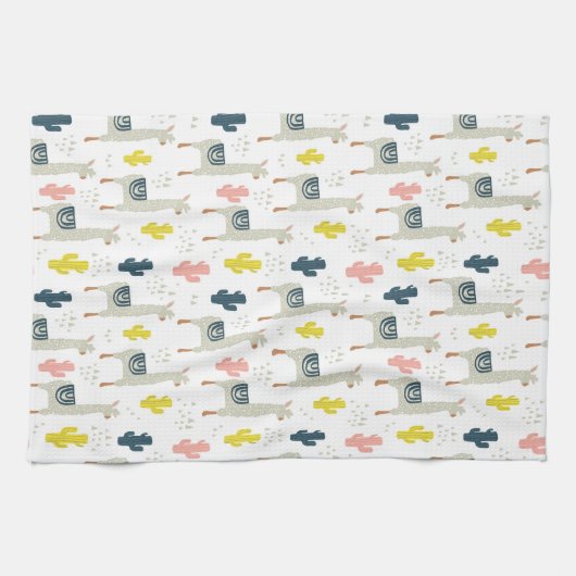 Cactus & Llamas Pattern Theedoek (Horizontaal)