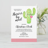 Cactus Love Girl Pink Baby shower per post Kaart (Staand voorkant)