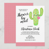 Cactus Love Girl Pink Baby shower per post Kaart (Voorkant / Achterkant)