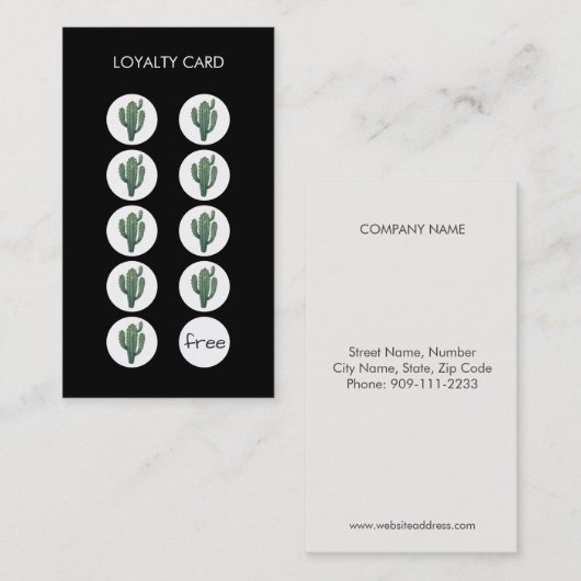 Cactus Loyalty Punch Visitekaartje (Voorkant / Achterkant)