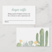 Cactus Luier Raffle Kaart, Fiesta Baby shower Informatiekaartje (Voorkant / Achterkant)