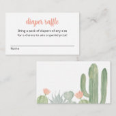 Cactus Luier Raffle Kaart, Fiesta Baby shower Informatiekaartje (Voorkant / Achterkant)
