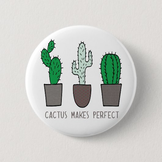 Cactus maakt Perfect Funny Pun-toets Ronde Button 5,7 Cm (Voorkant)