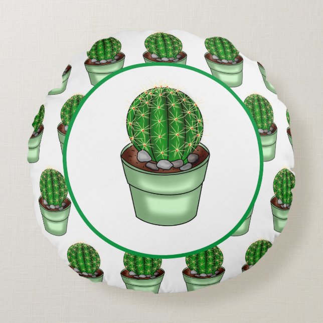 Cactus maakt Perfect | Plant Pun Rond Kussen (Voorkant)