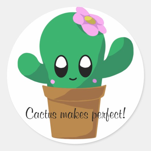 Cactus maakt perfecte ronde sticker (Voorkant)
