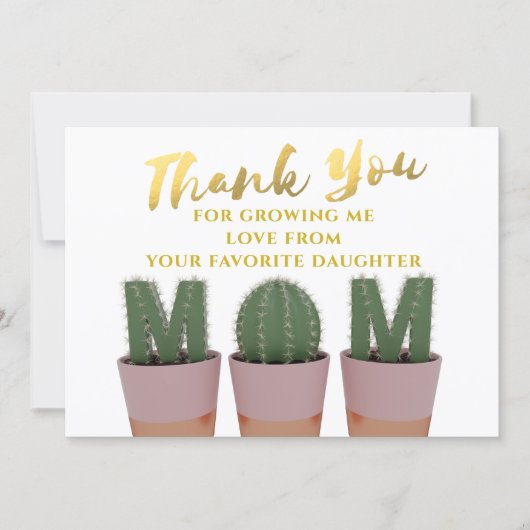 Cactus mam bedankje bedankkaart (Voorkant)