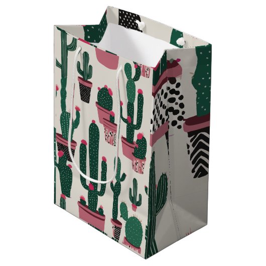 Cactus Medium Cadeauzakje (Voorkant Gekanteld)