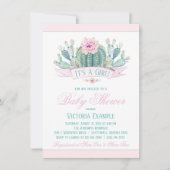 Cactus Meisje Baby Shower Uitnodigingen (Voorkant)
