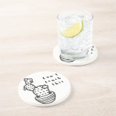 Cactus met antiaanraking zandsteen onderzetter (Zijkant)