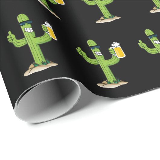 Cactus met Beer Pattern Cadeaupapier (Rol Hoek)