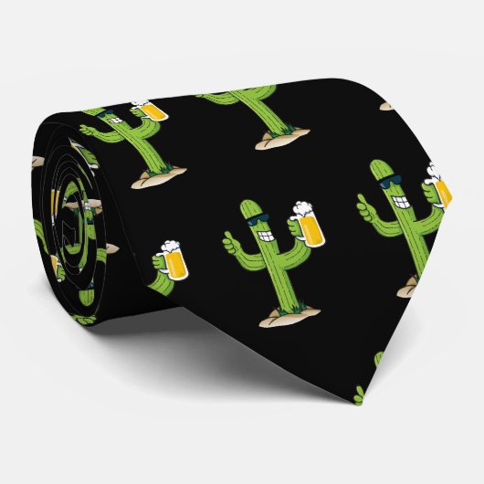 Cactus met Beer Pattern Stropdas (Opgerold)