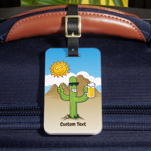 Cactus met bier bagagelabel (Voorkant Insitu 2)
