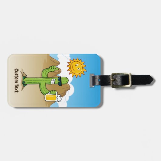 Cactus met bier bagagelabel (Voorkant horizontaal)