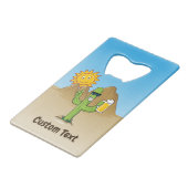 Cactus met bier creditkaart flessenopener (Voorkant Gekanteld)