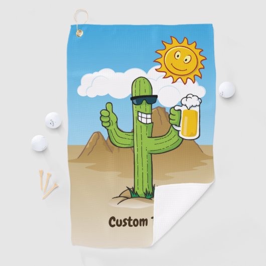 Cactus met bier golfhanddoek (Insitu)