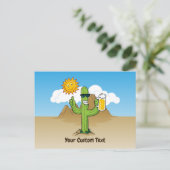 Cactus met bier horizontaal briefkaart (Staand voorkant)