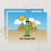 Cactus met bier horizontaal briefkaart (Voorkant / Achterkant)