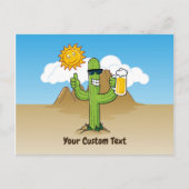 Cactus met bier horizontaal briefkaart (Voorkant)