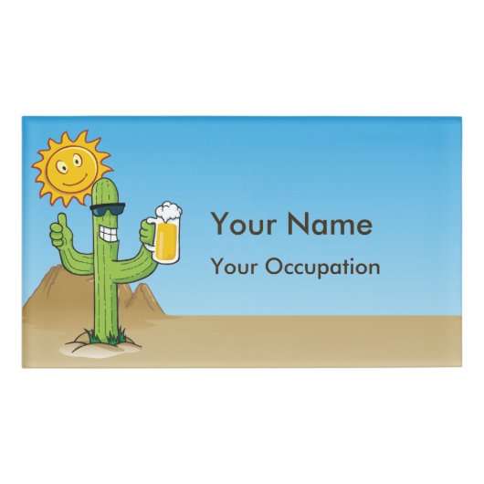 Cactus met bier naambadge (Voorkant)