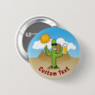Cactus met bier ronde button 5,7 cm