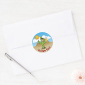 Cactus met bier ronde sticker (Envelop)